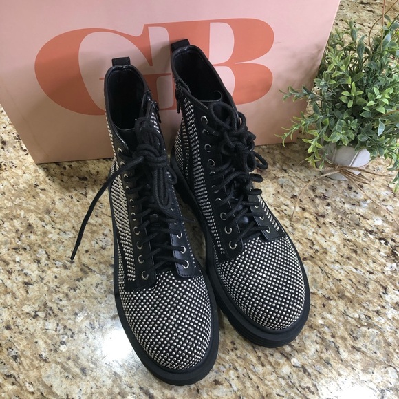Gianni Bini Silver Studded Non-Stop Chunky Platform Black Boots 9.5 wore once - Picture 2 of 10